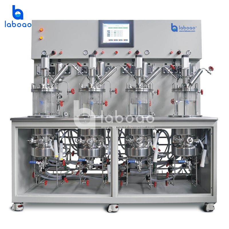 In Situ Sterilization Mechanical Mixing Quadruple Glass Fermenter